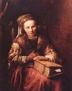 Carel Van der Pluym Old woman with a book oil painting reproduction